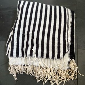 Cream and Black Striped Throw blanket
